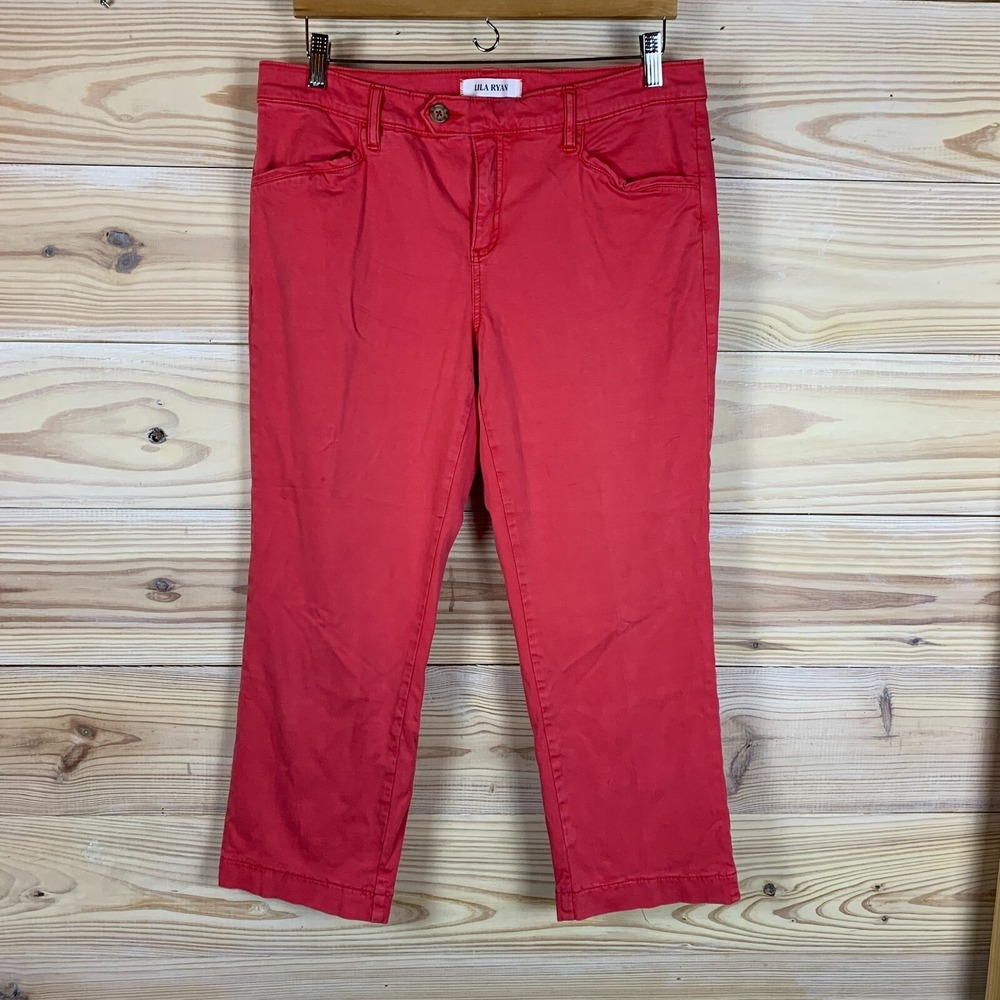 Lila Ryan Pants‎ Women 12 Chino Rose of Sharon Cropped Preppy Colorful